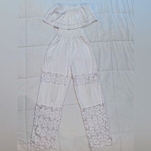 Scully Cream Lace Trim jumpsuit